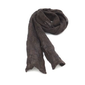 mens brown skinny scarf made of gauze linen fabric