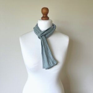 skinny ice blue linen scarf for men and women