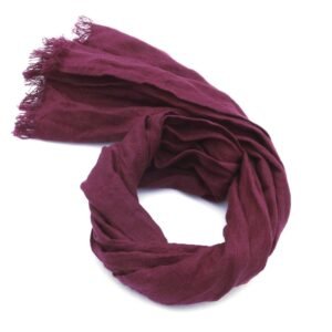 small burgundy unisex scarf made of linen fabric