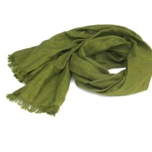 small olive green scarf for men and women made of softened linen fabric